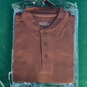 Galaxy by Harvic Brown Short Sleeve Polo Shirt Size Large Classic Casual